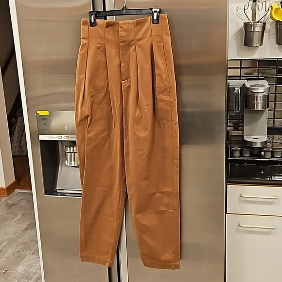 💕DOEN💕 Louvre Pant ~ High Waisted Pleated Ankle Pants Bark Brown 6 NWT